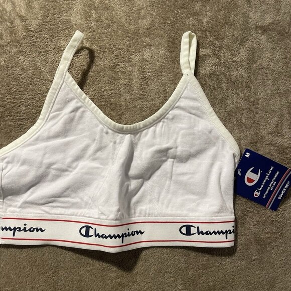Champion Bralette NWT Women’s Size M Double Dry  White Spellout - Picture 1 of 3